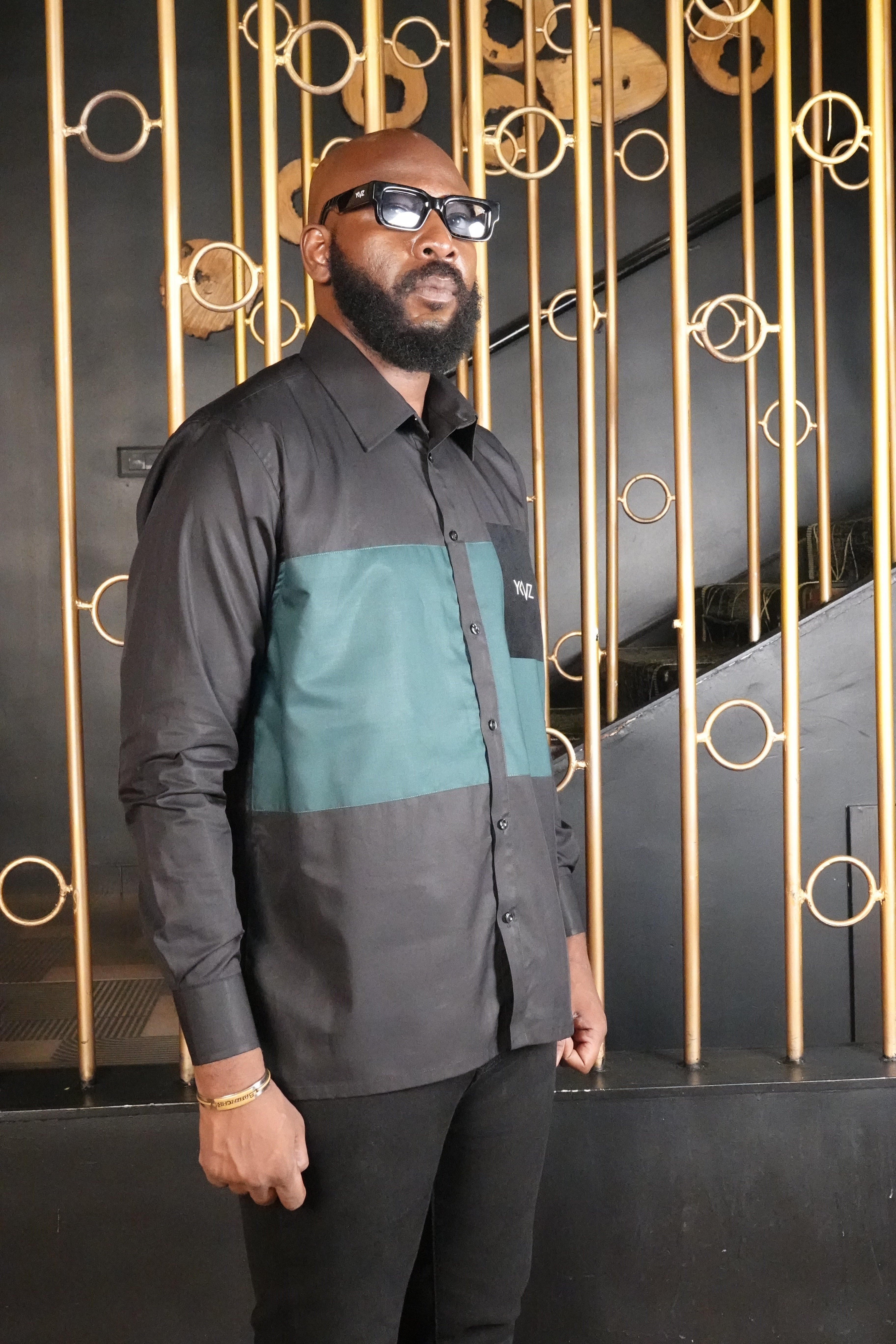 Chemise OSLO lll – Bicolore vert & Noire | Signature Classique Noire