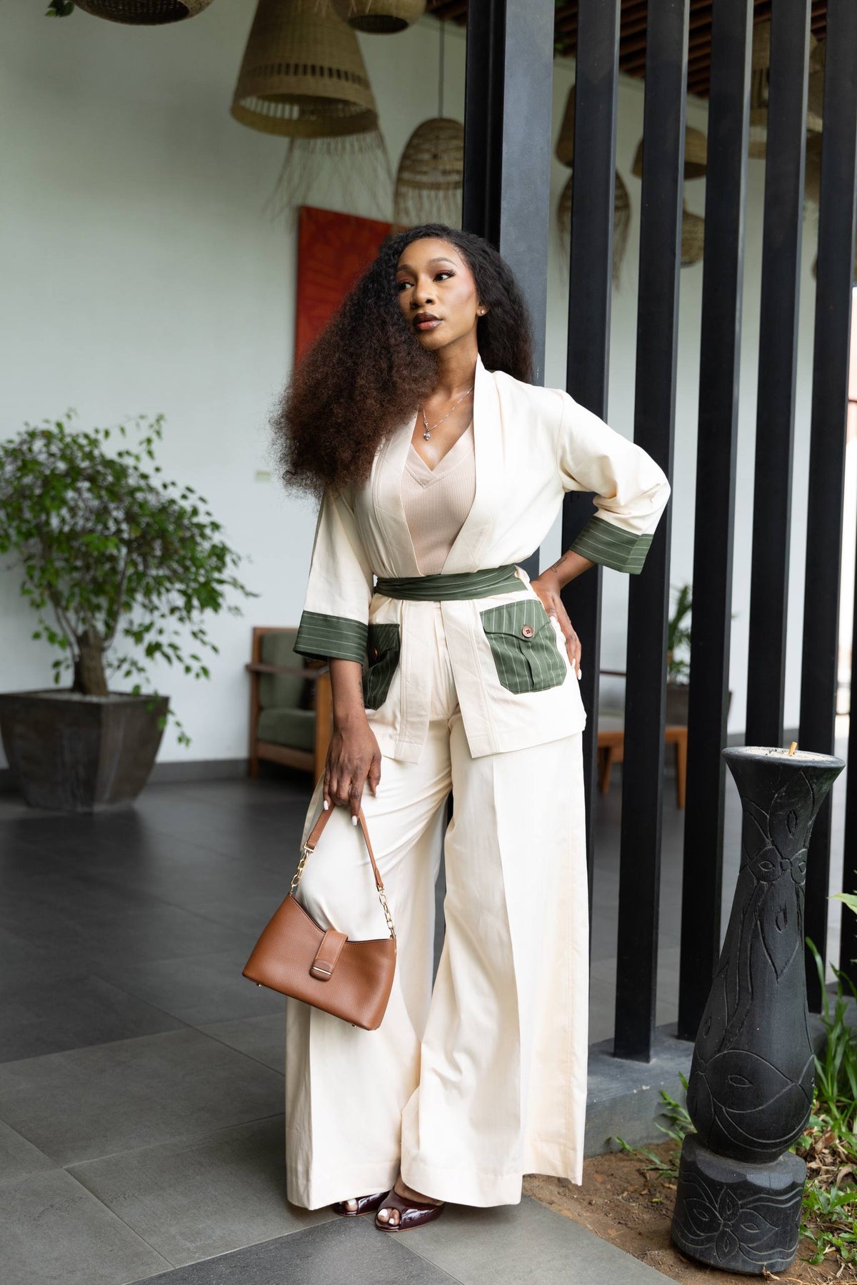 Ensemble SOVRA_ Bicolore Beige&Vert