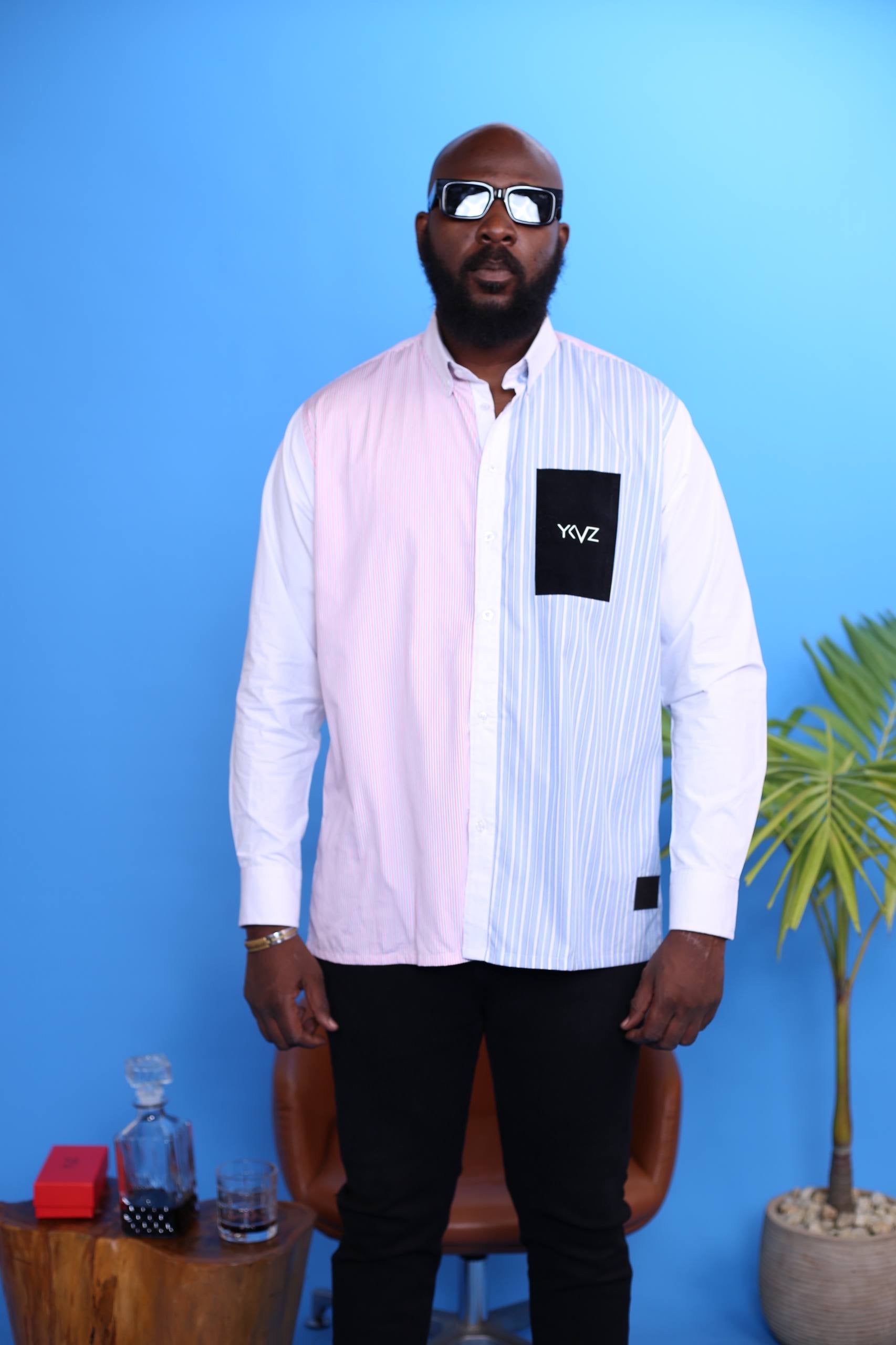 Chemise OSLO V –  bicolore Bleu & Rose | Signature Classique Noire