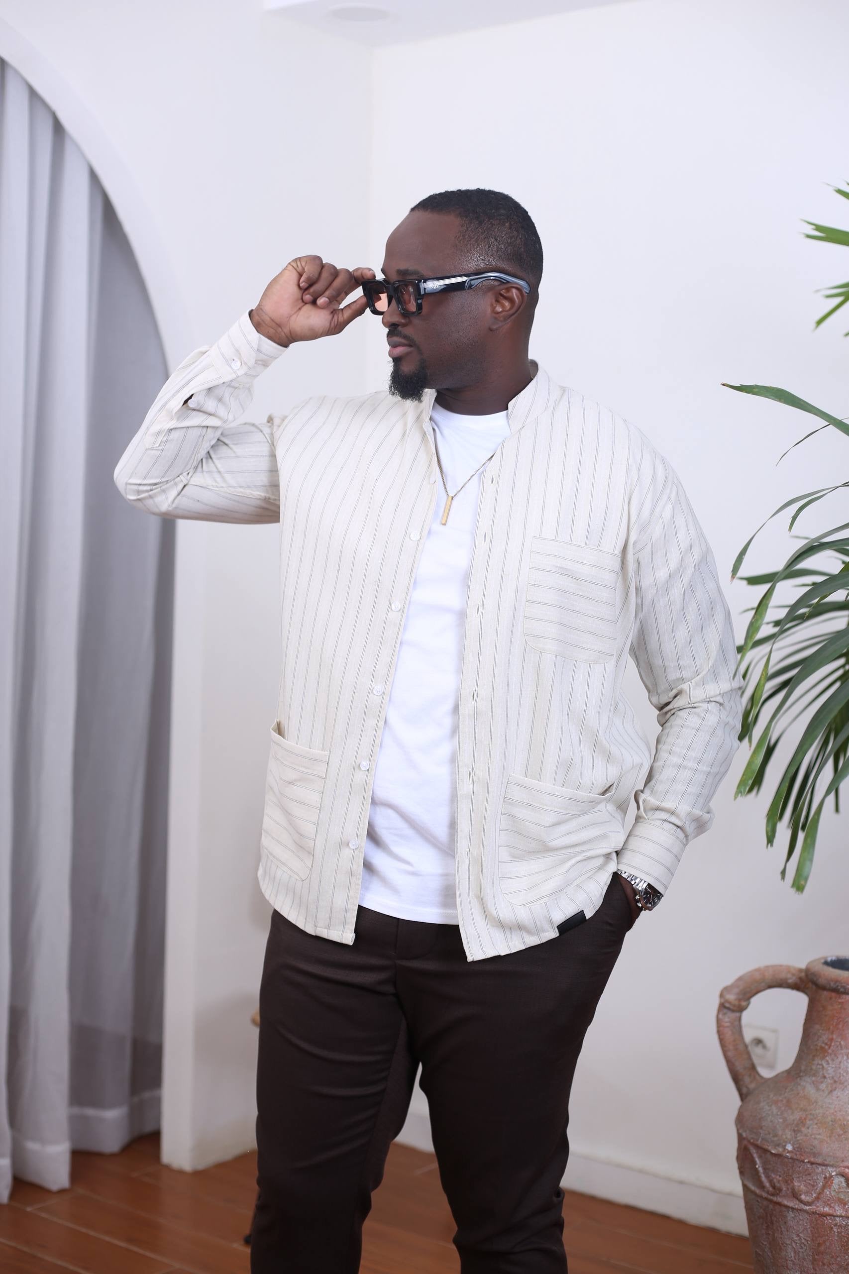 Chemise Kintu II - Rayure Beige&Blanc