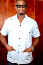 Chemise Cubano MC bleu ciel