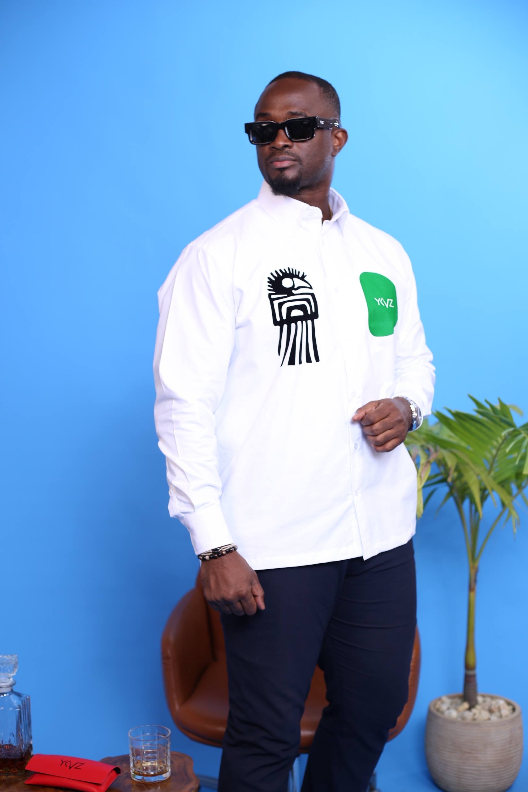 Chemise Africanus II _ Blanc | signature D Vert