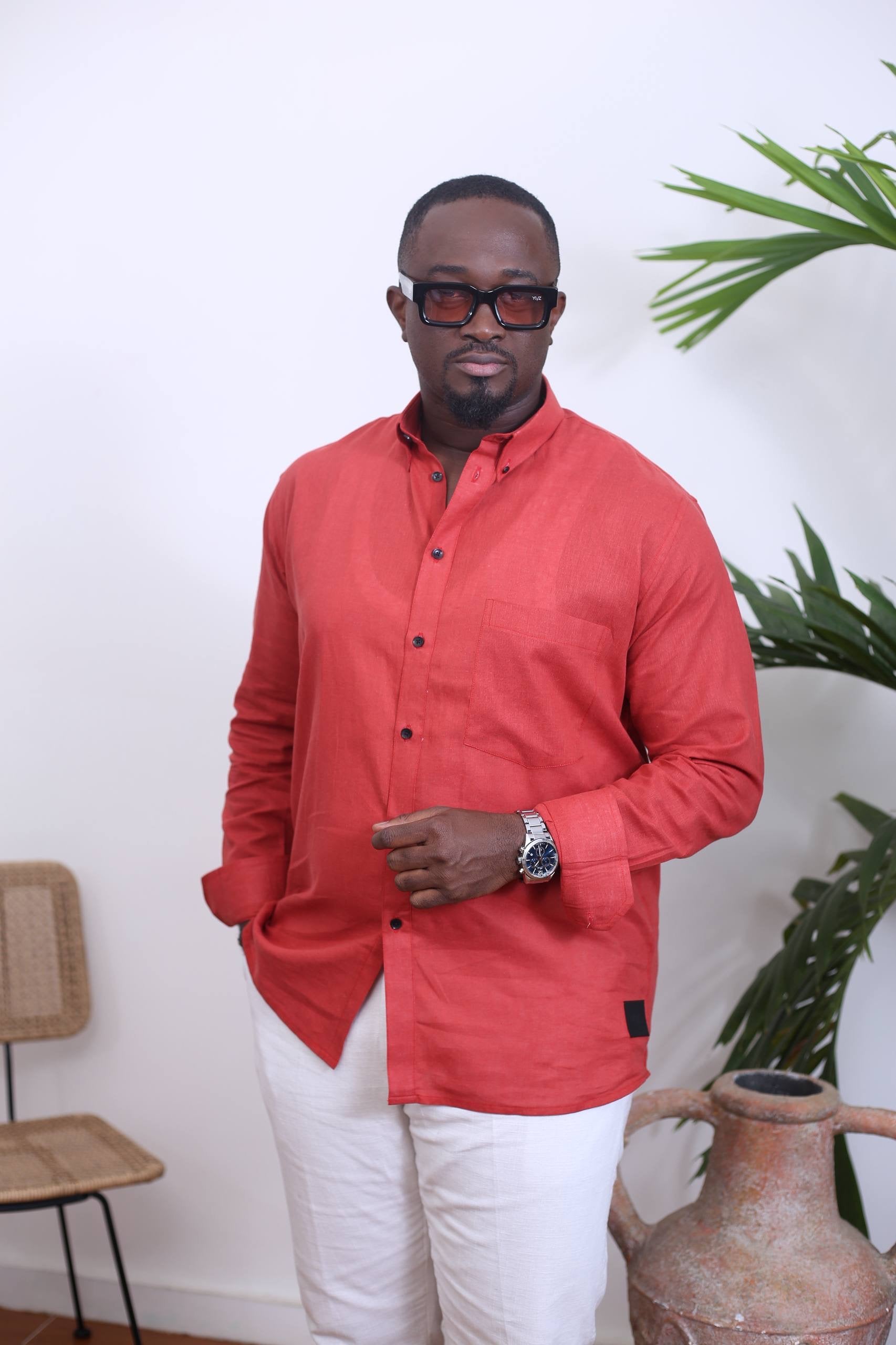 Chemise Mandala II Lin _ Rouge