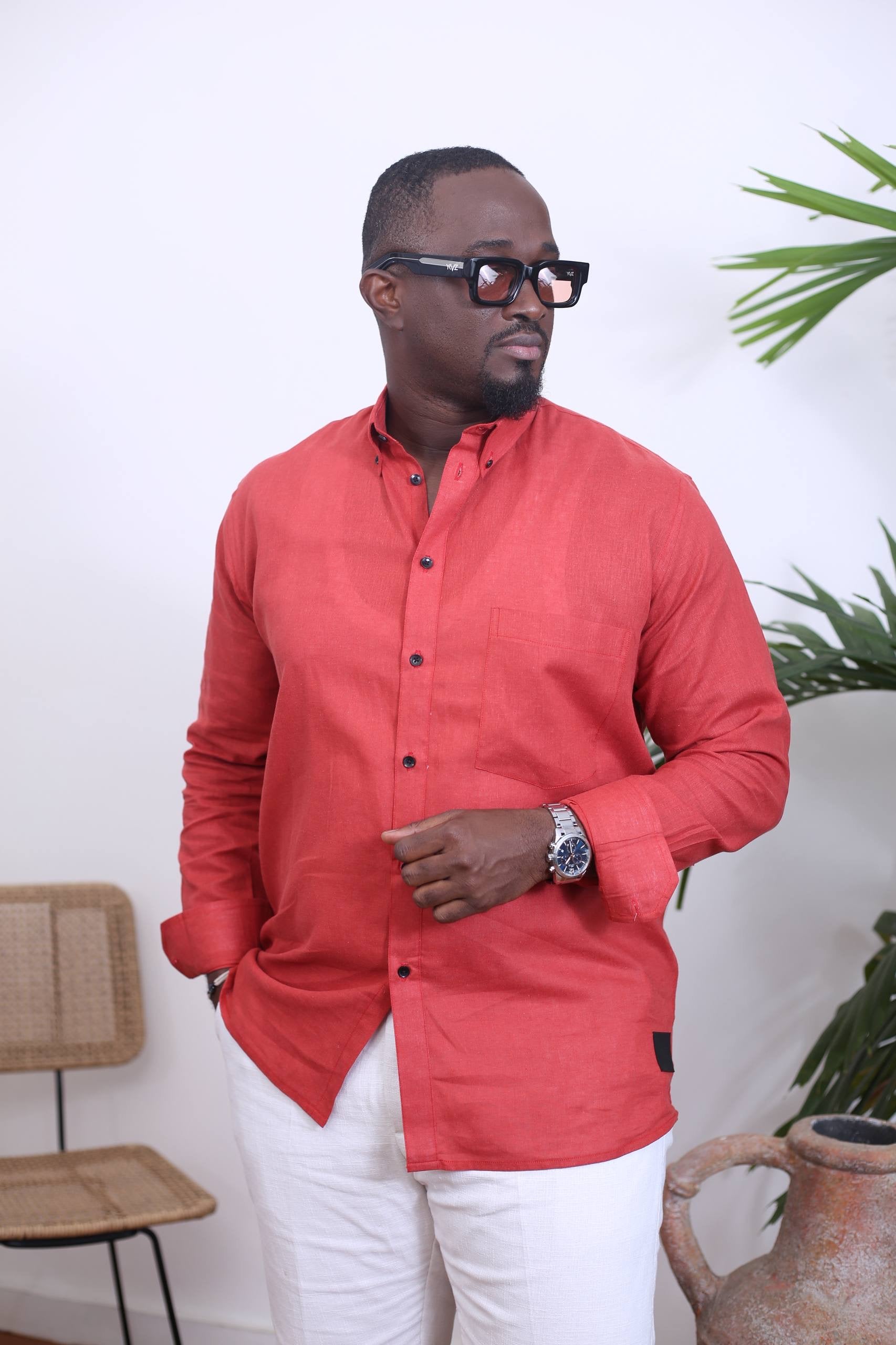 Chemise Mandala II Lin _ Rouge