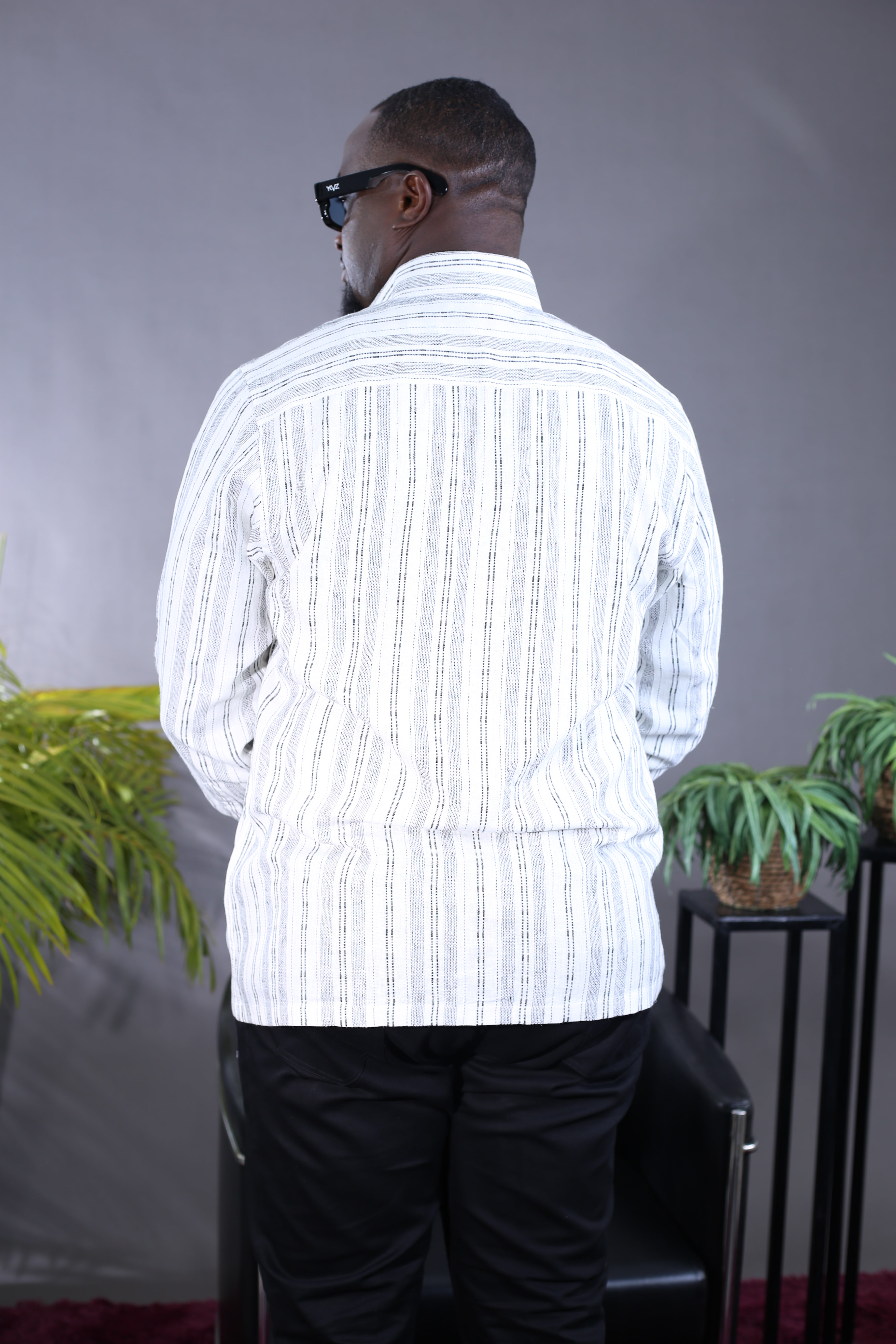 Chemise Kintu Lin rayée noir blanc