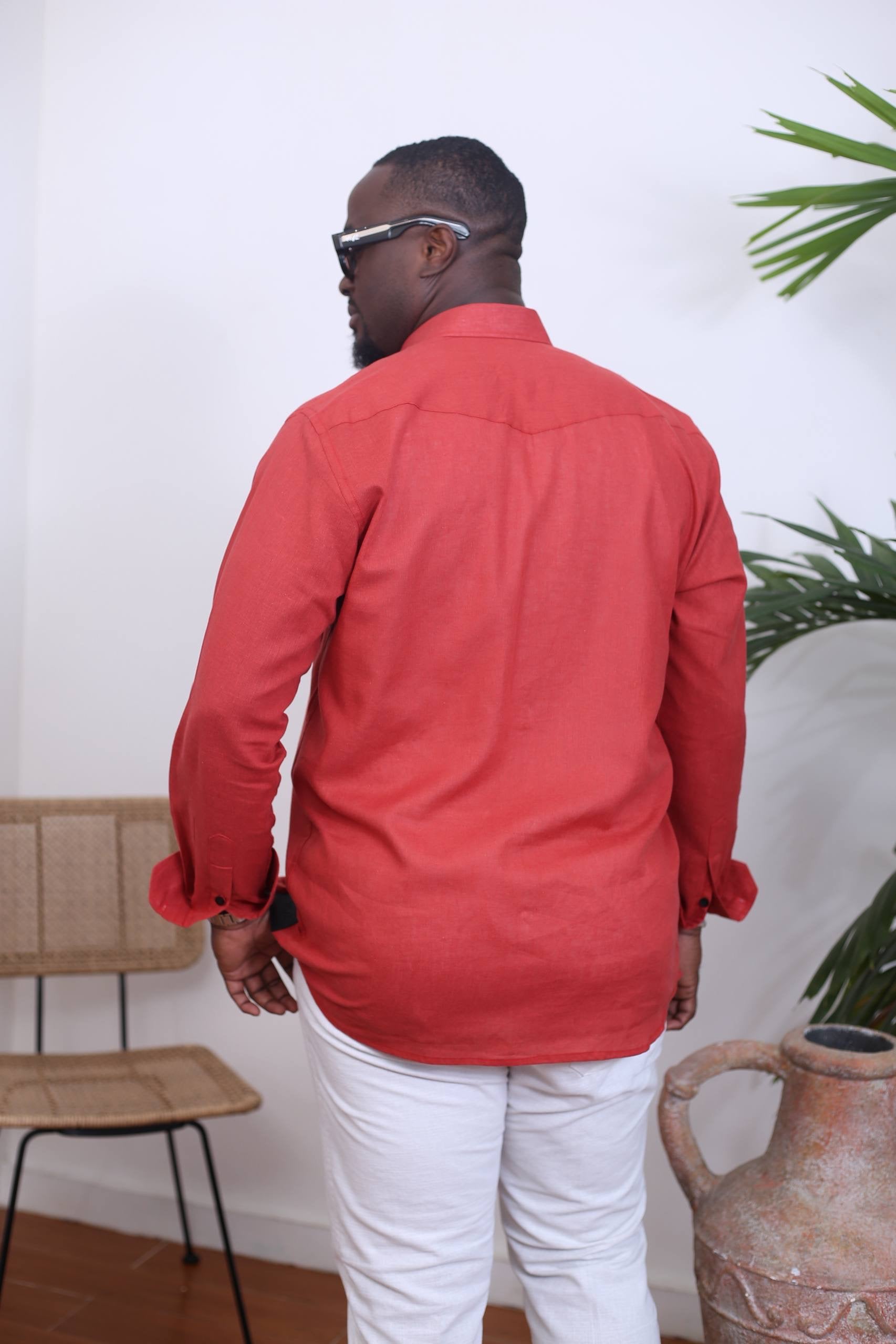 Chemise Mandala II Lin _ Rouge