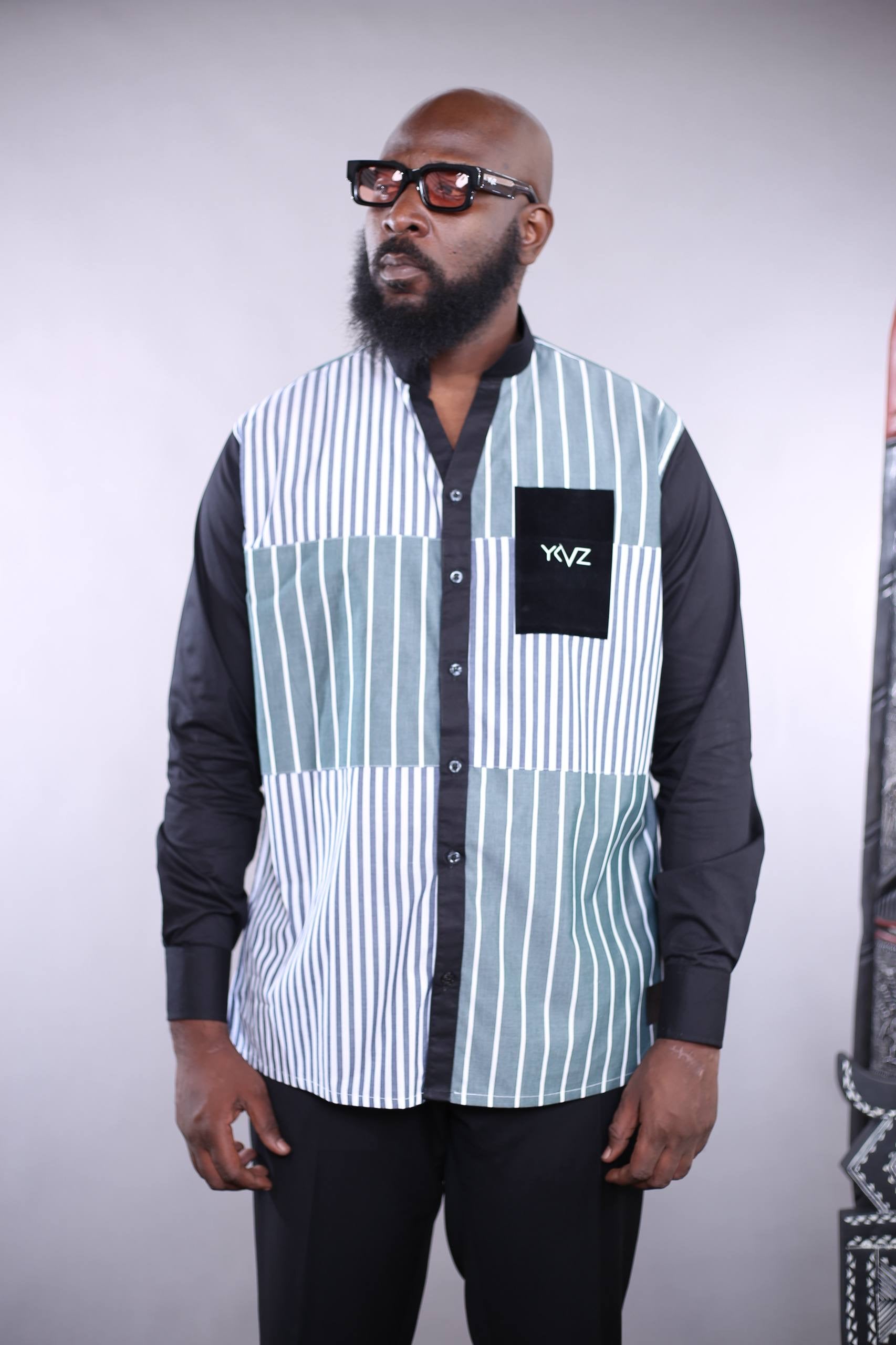 Chemise HARMONIA I - Rayures Vert/ Noir | Signature Classique Noire
