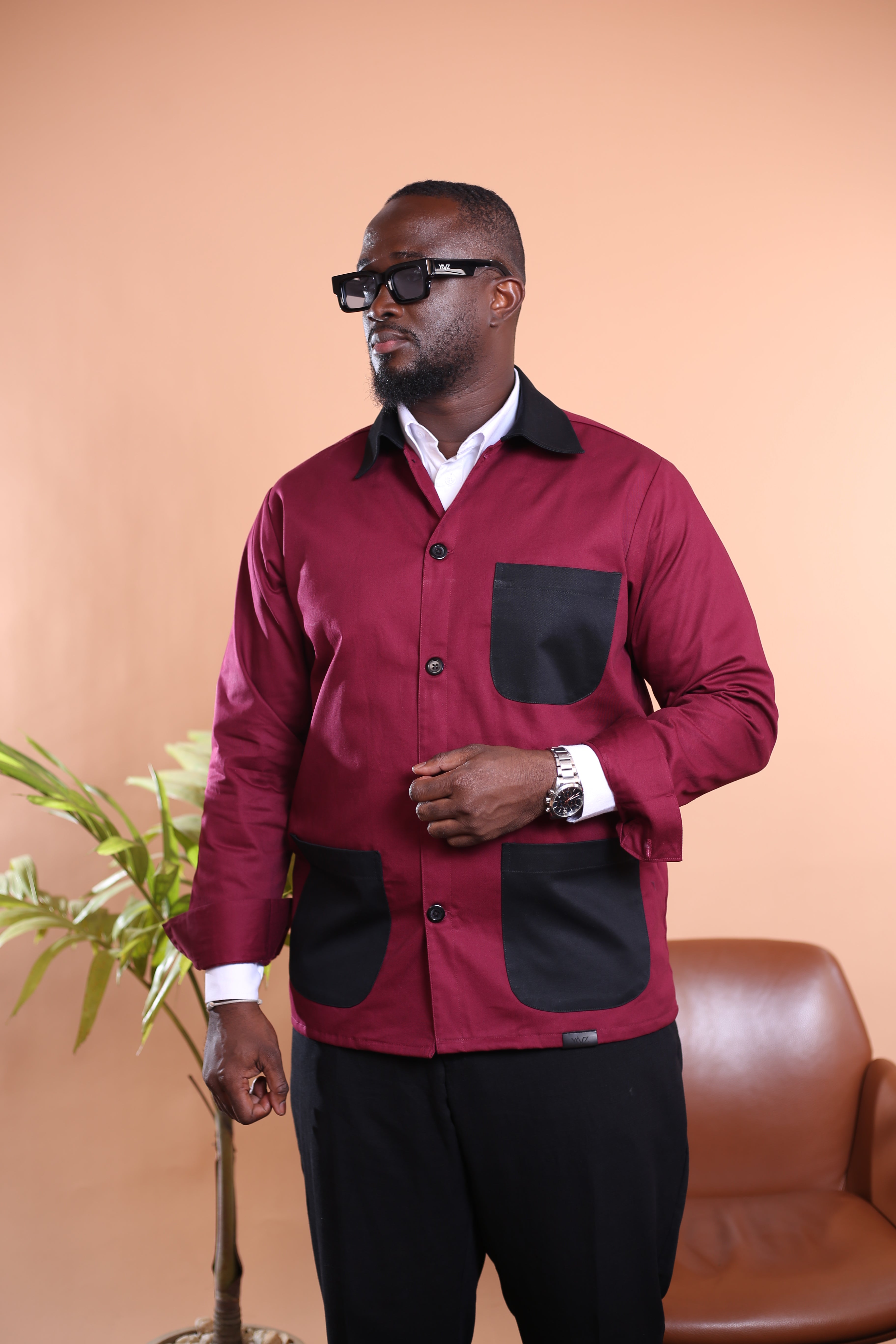 Surchemise DUAL _ bicolore rouge/ noir