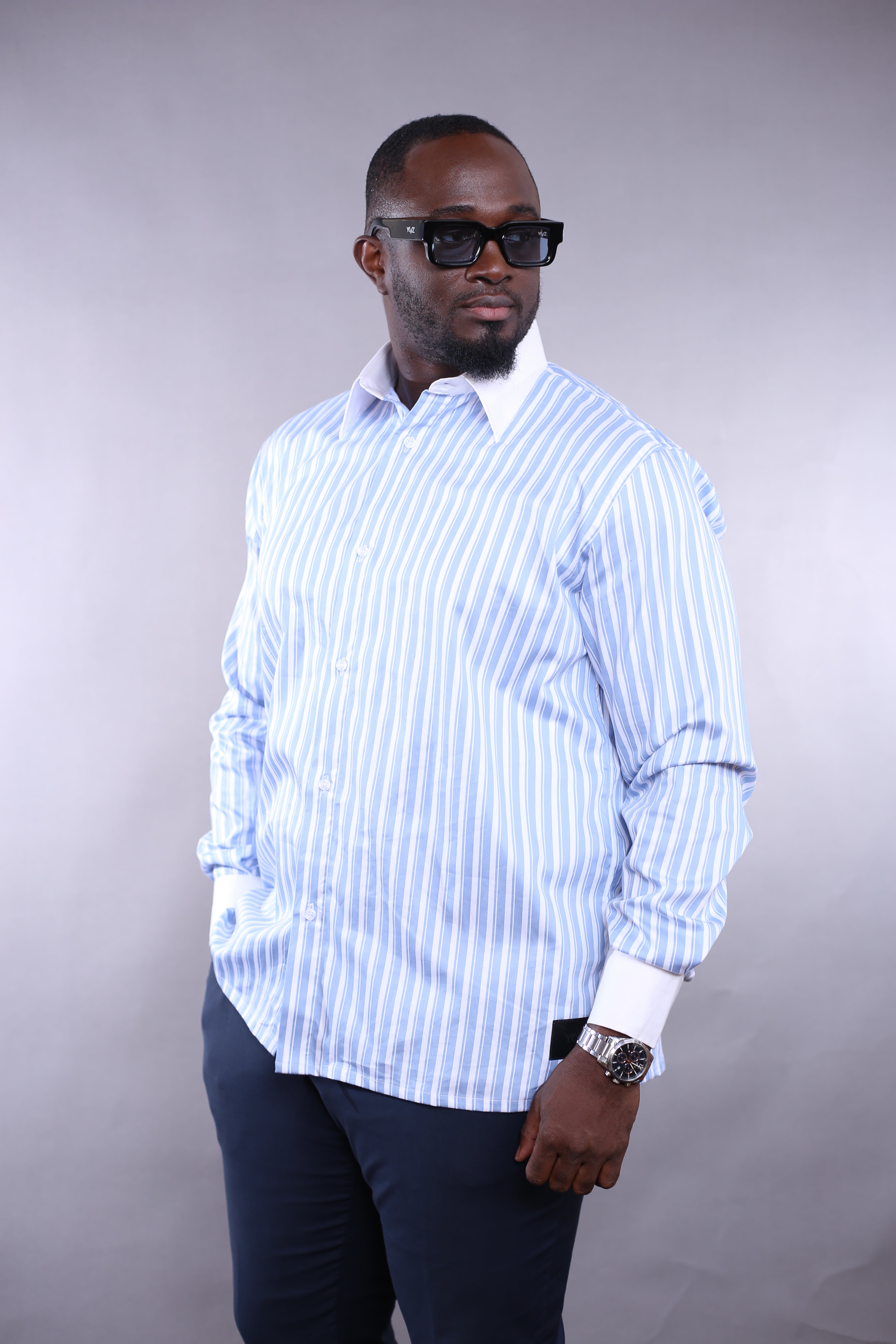 Chemise Wall Street rayures moyenne bleu/blanc