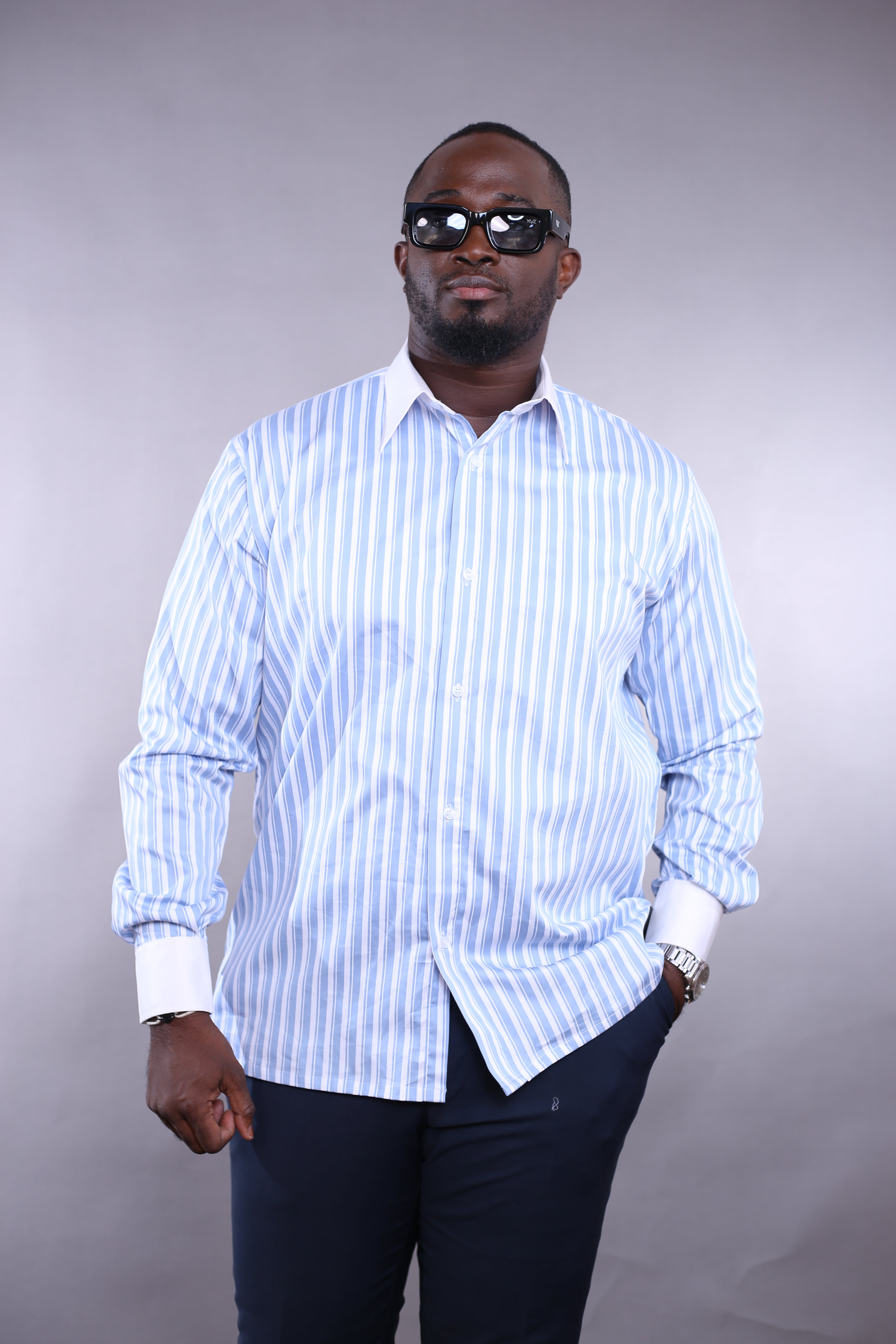 Chemise Wall Street rayures moyenne bleu/blanc