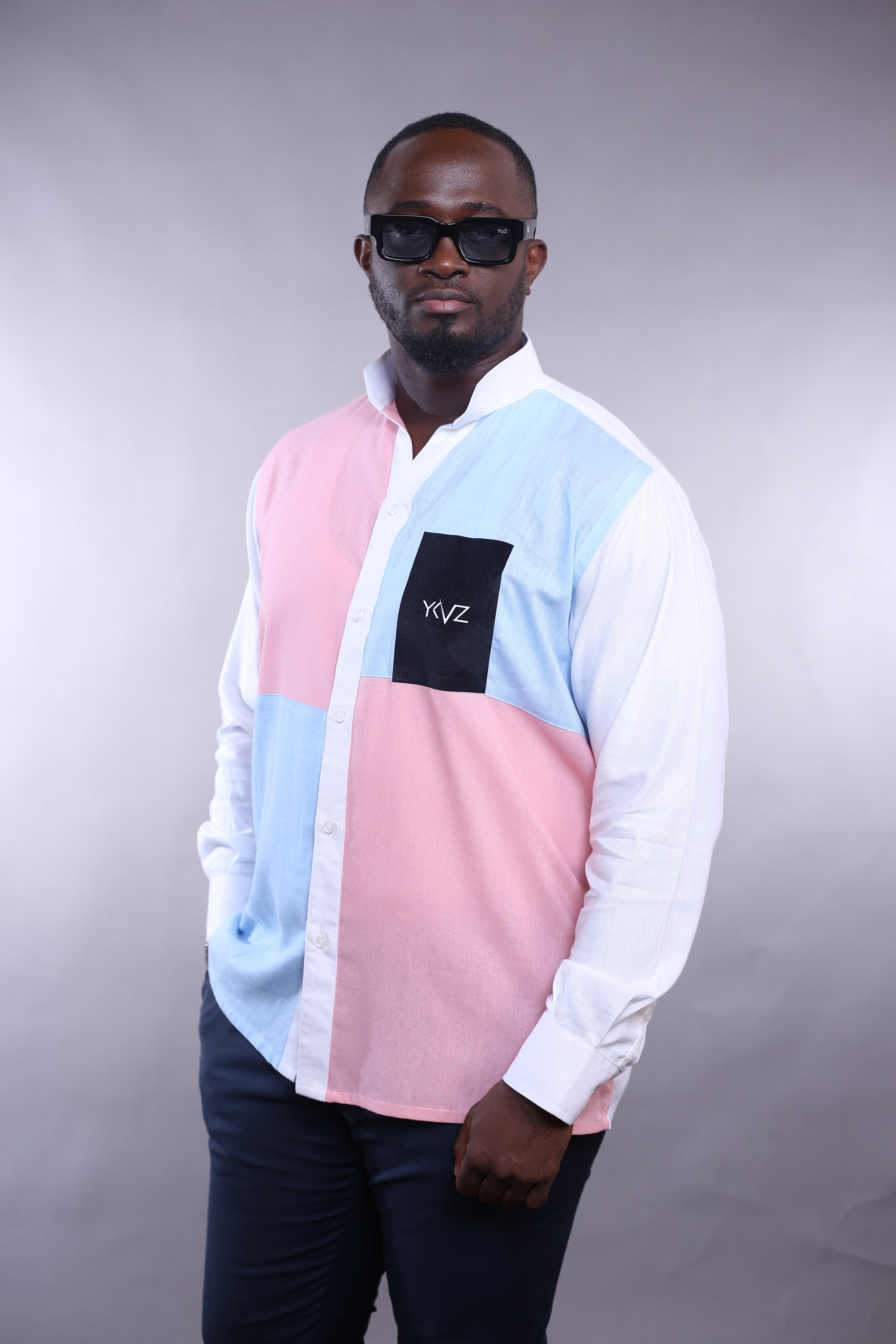 Chemise Harmonia Lin bleu/rose