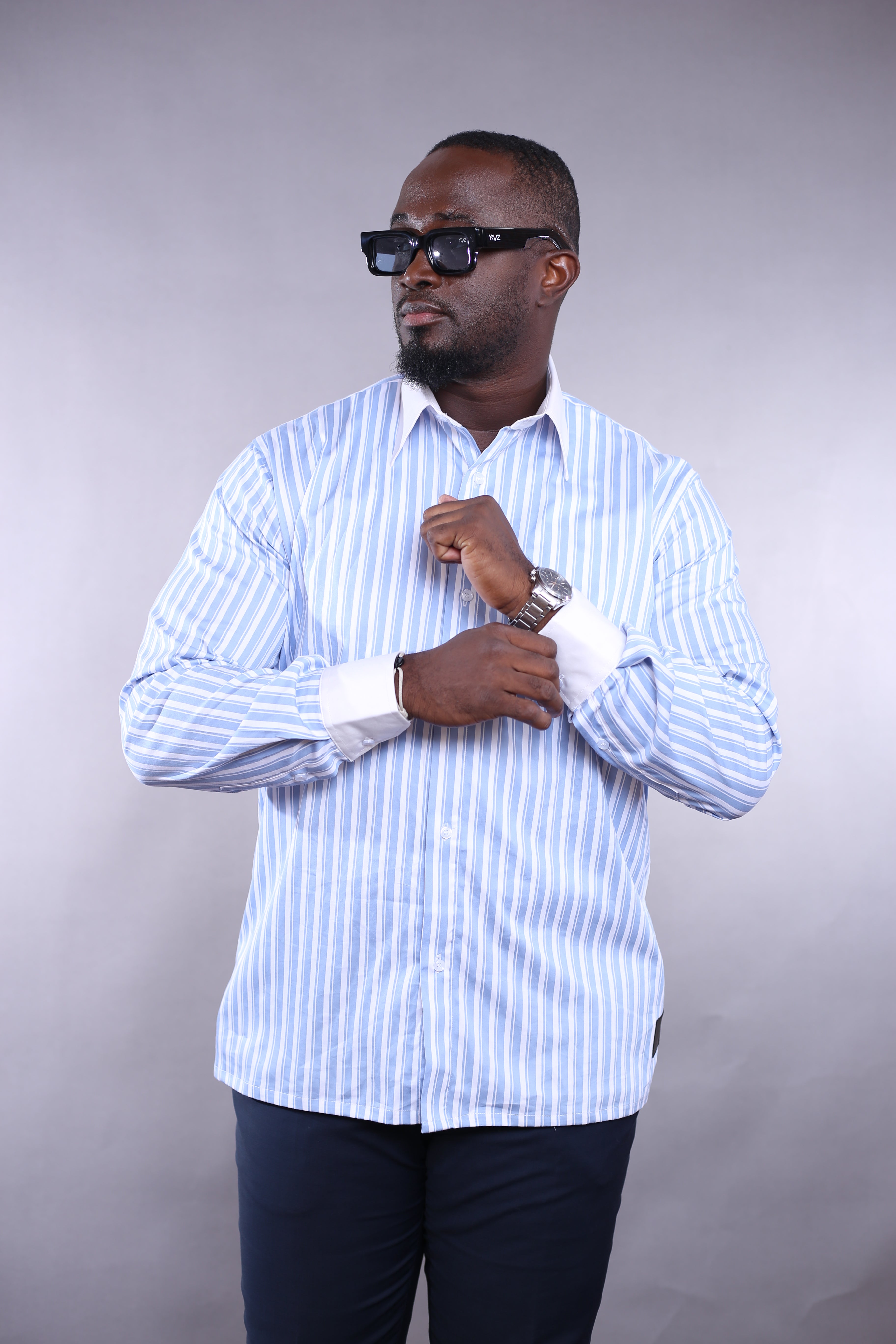 Chemise Wall Street rayée bleu/blanc