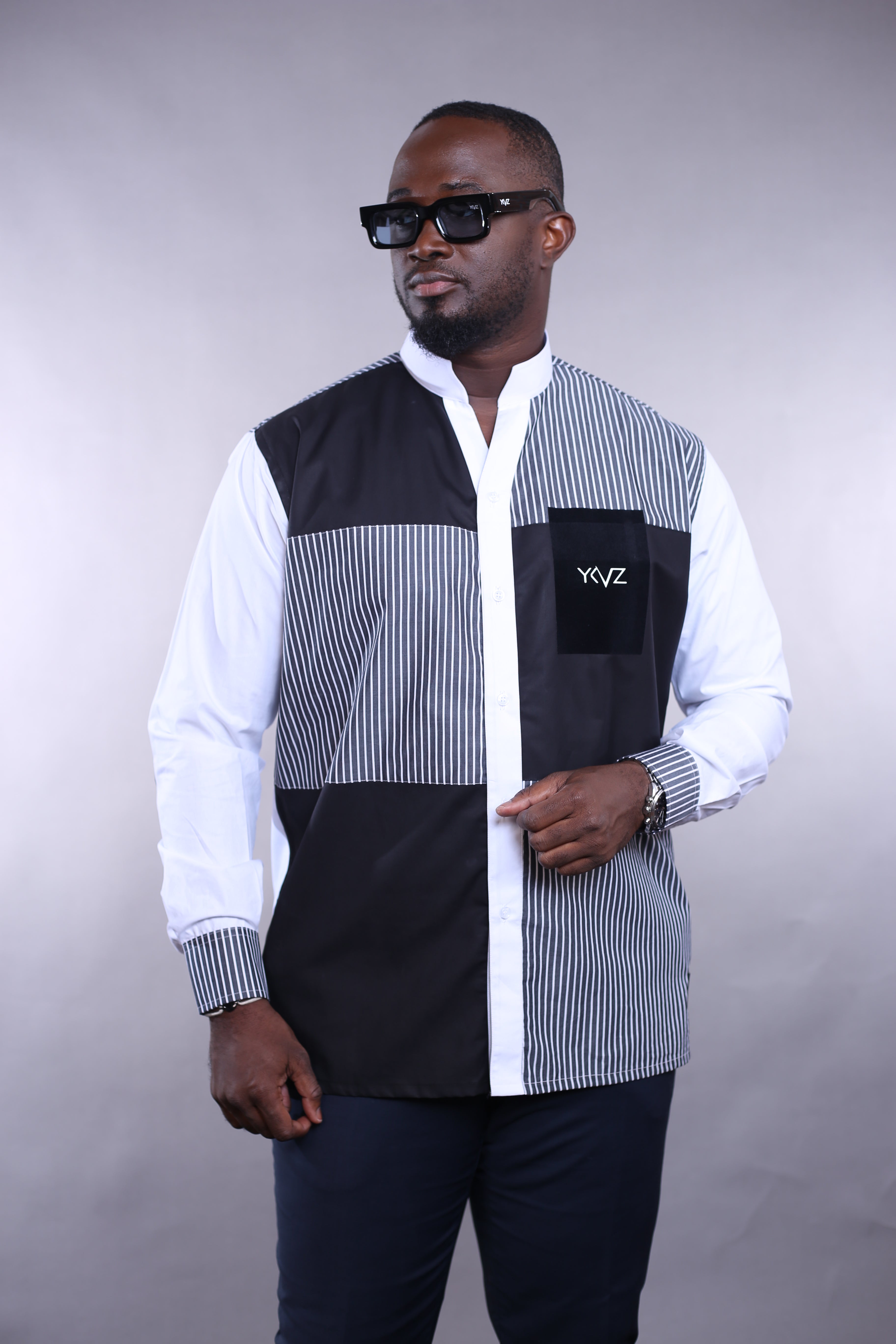 Chemise HARMONIA blanc/noire