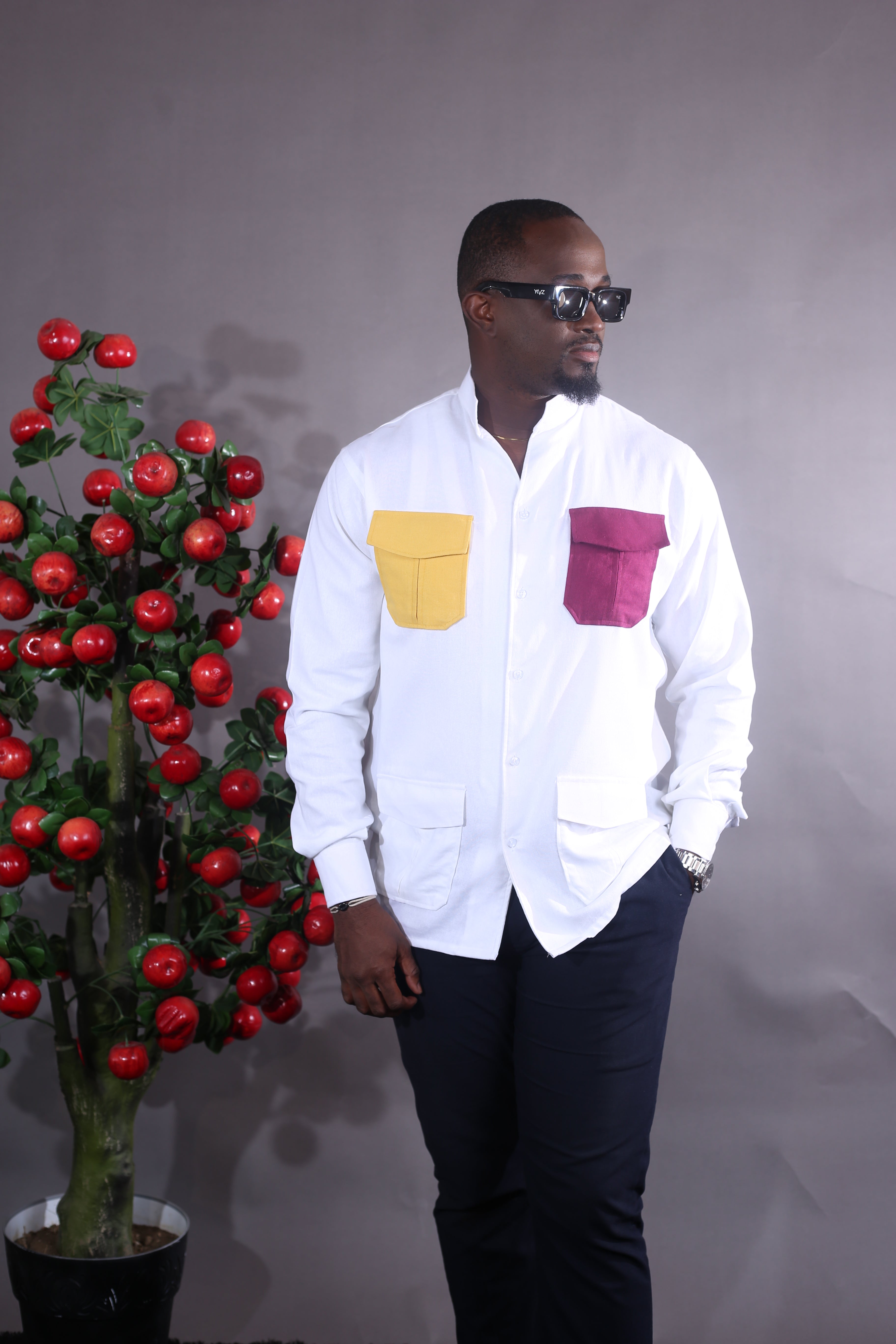 Chemise Leuco Lin Blanc poche multicolore