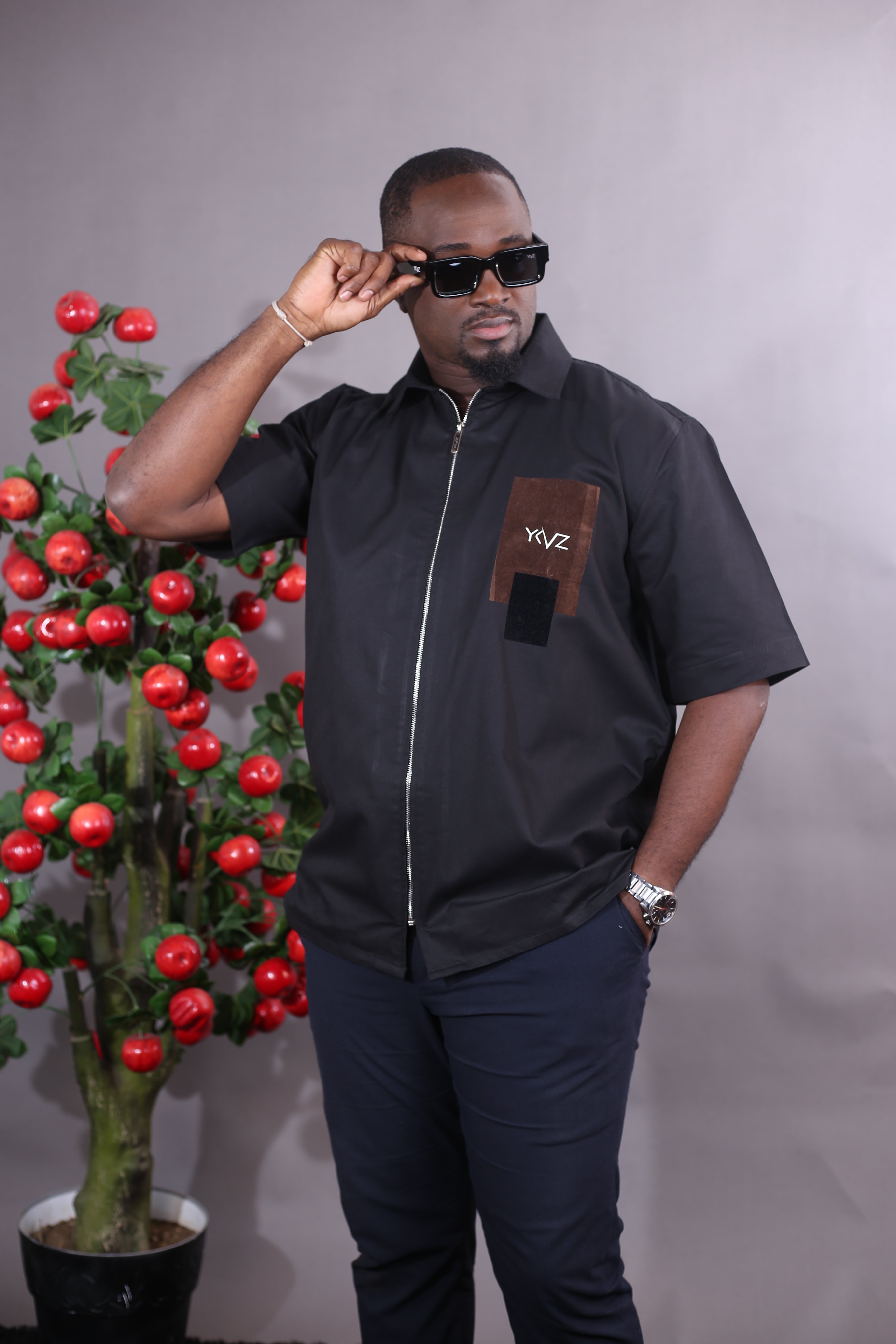 Chemise Urbis II - Noire Logo Signature Marron/Noir
