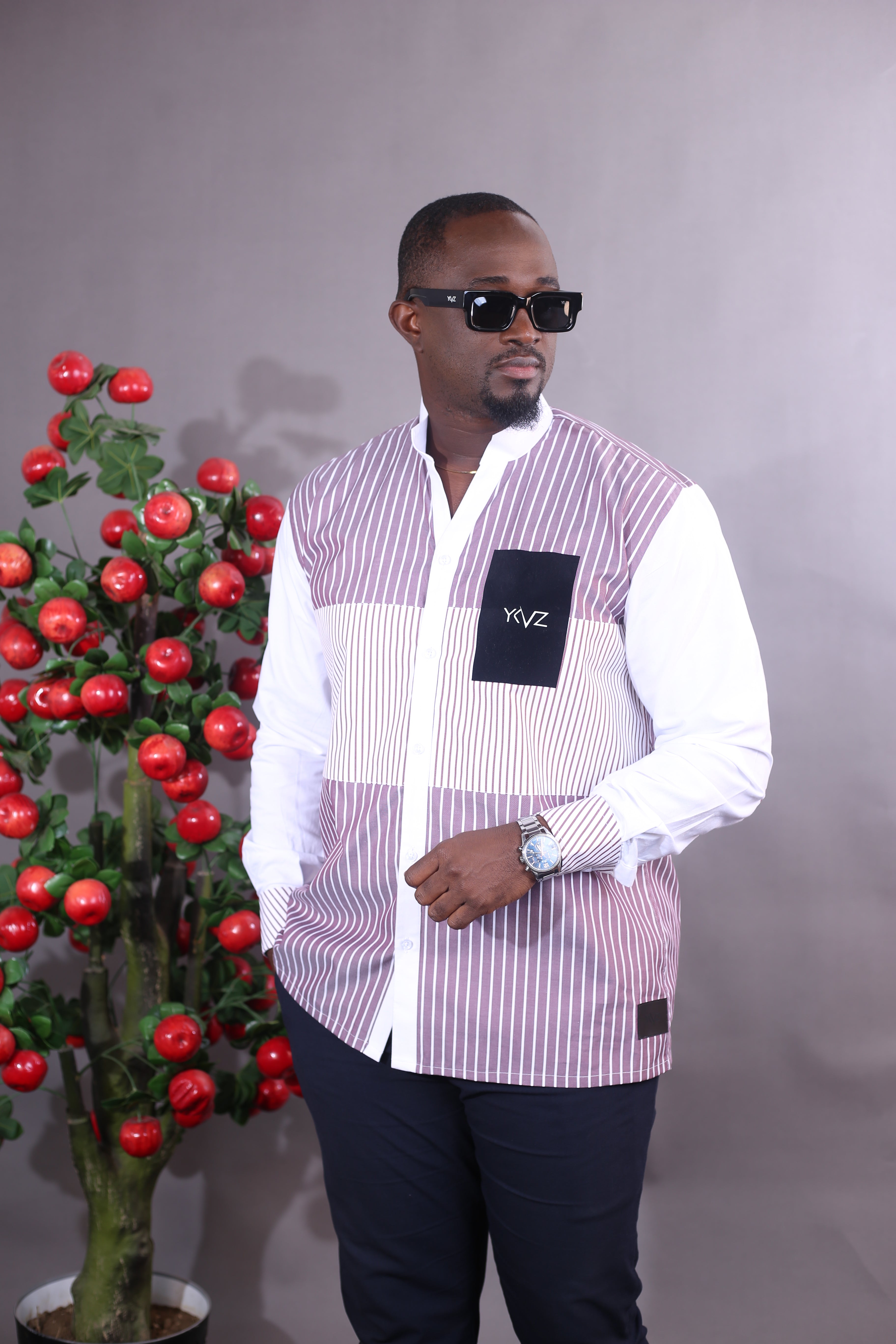 Chemise HARMONIA - Rayure Mauve/blanc