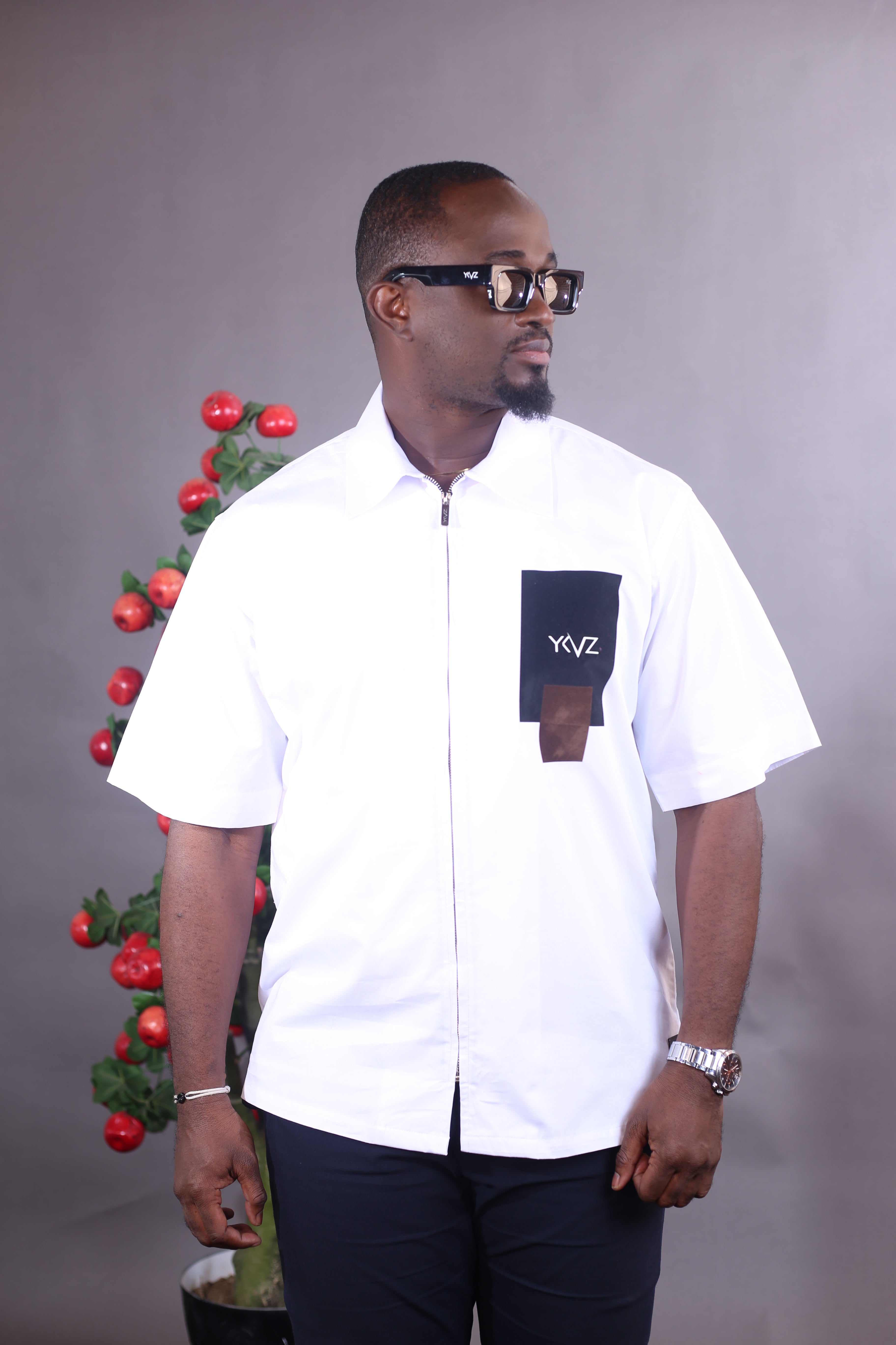 Chemise Urbis II - Blanche Logo Signature Noir/Marron