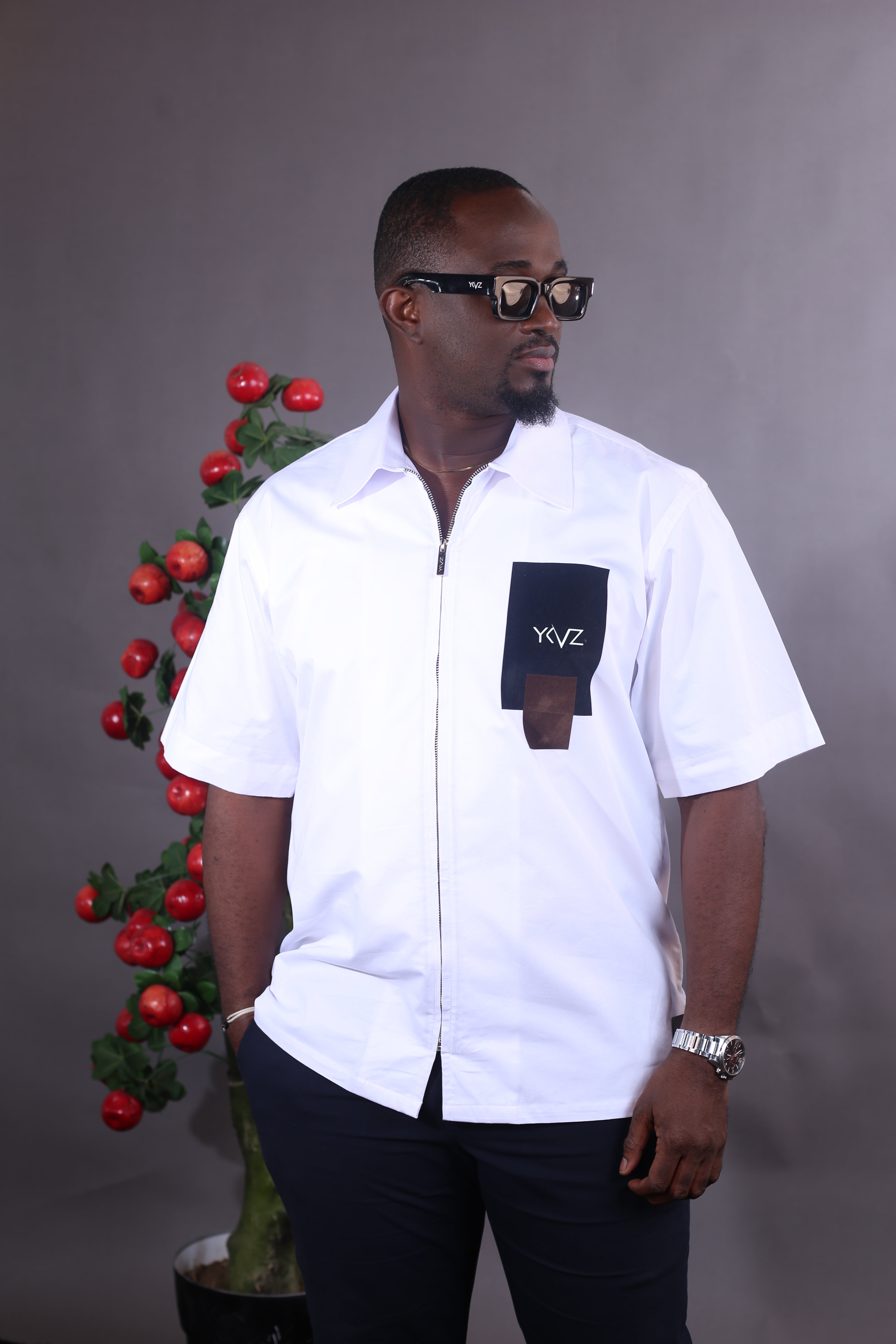 Chemise Urbis II - Blanche Logo Signature Noir/Marron