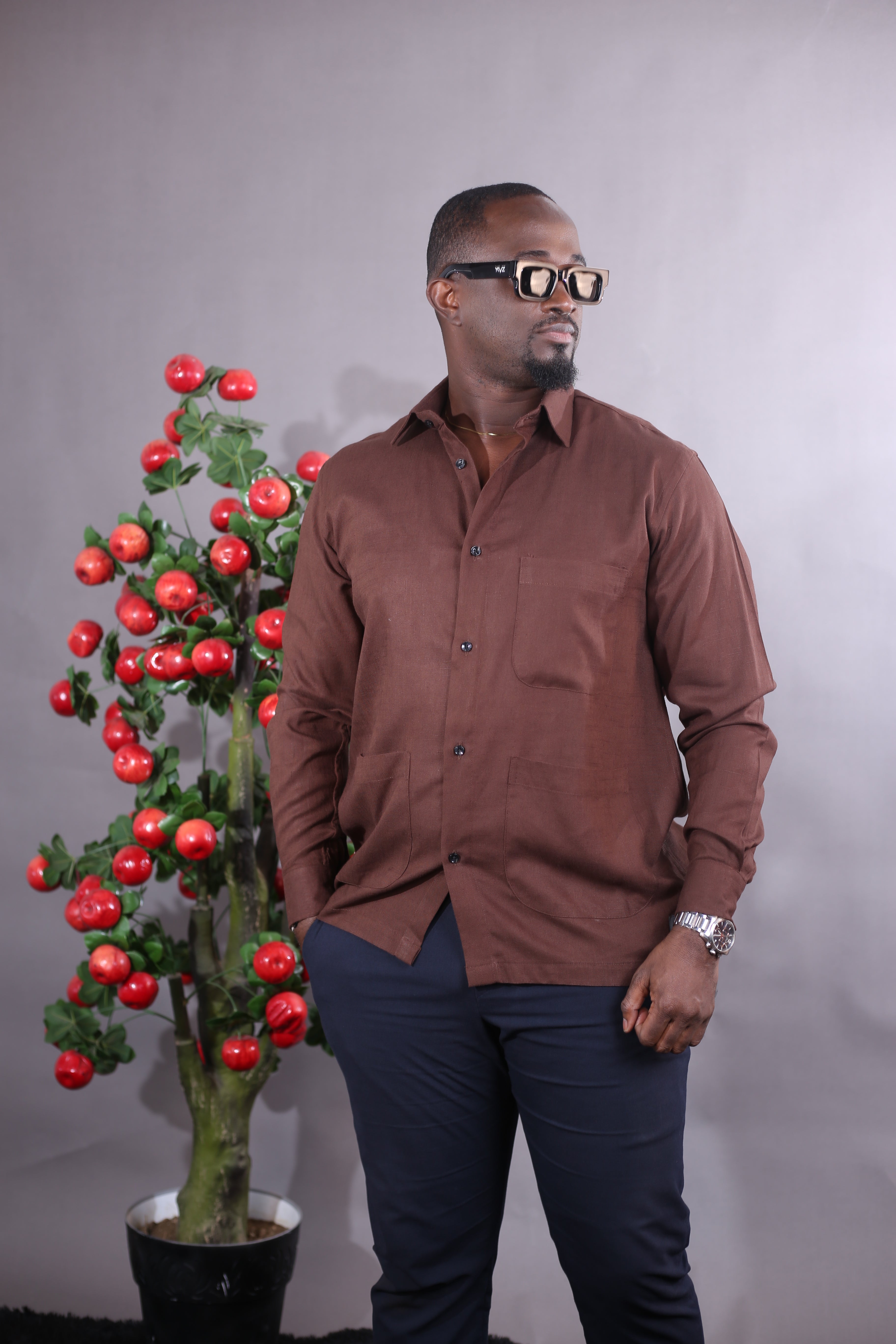 Chemise Mandala Lin marron