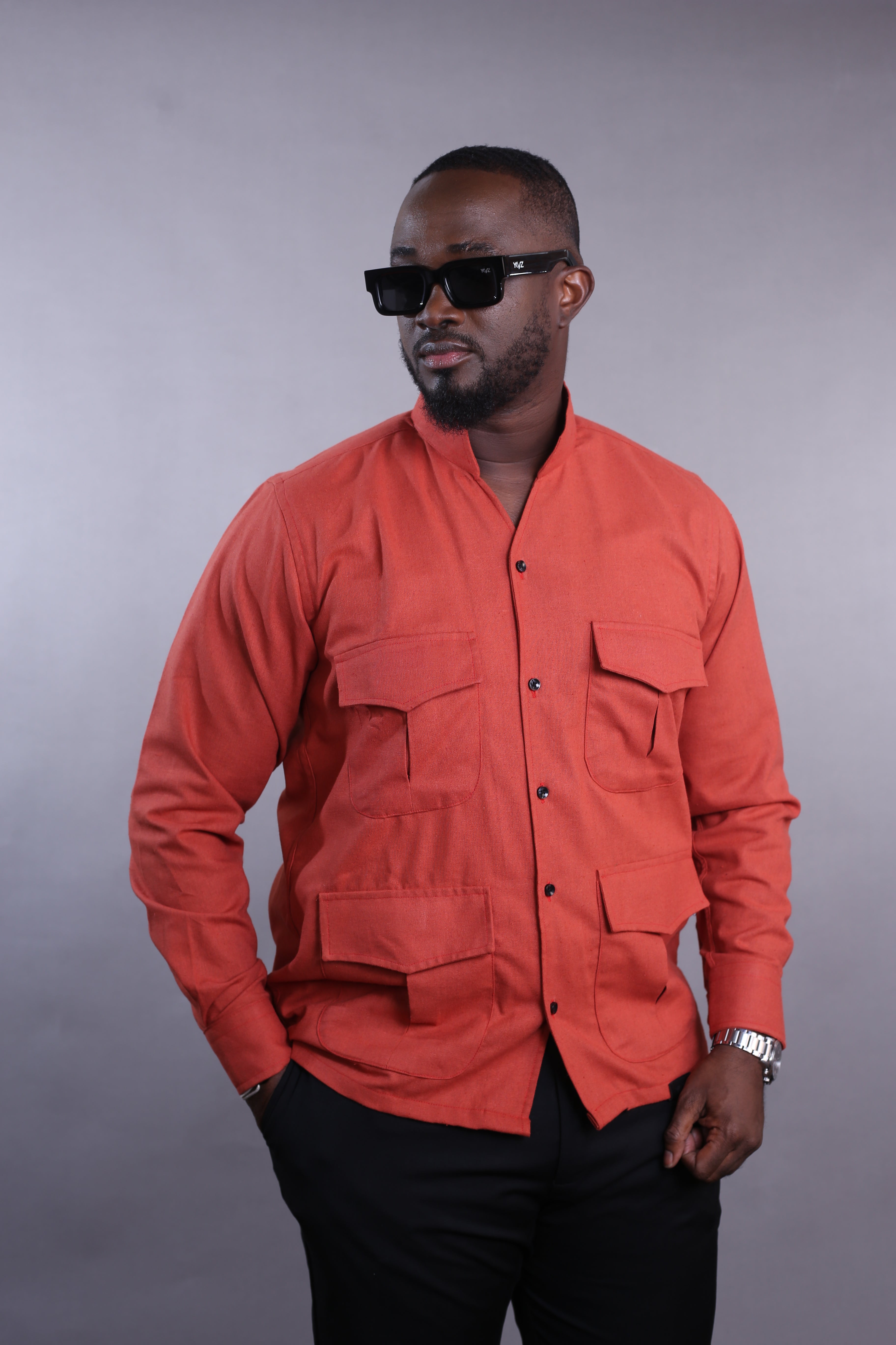 Chemise LEUCO lin orange