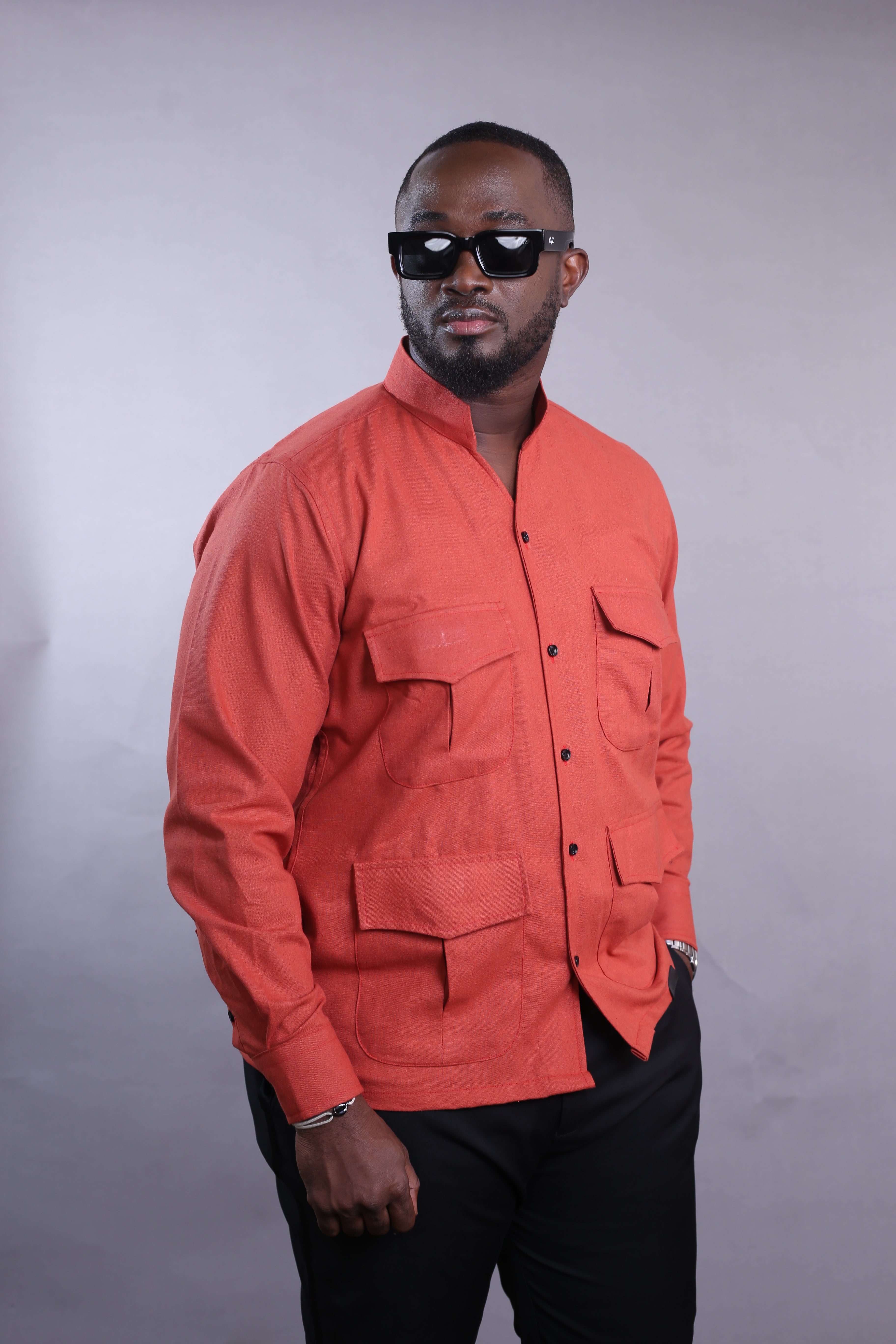 Chemise LEUCO lin orange