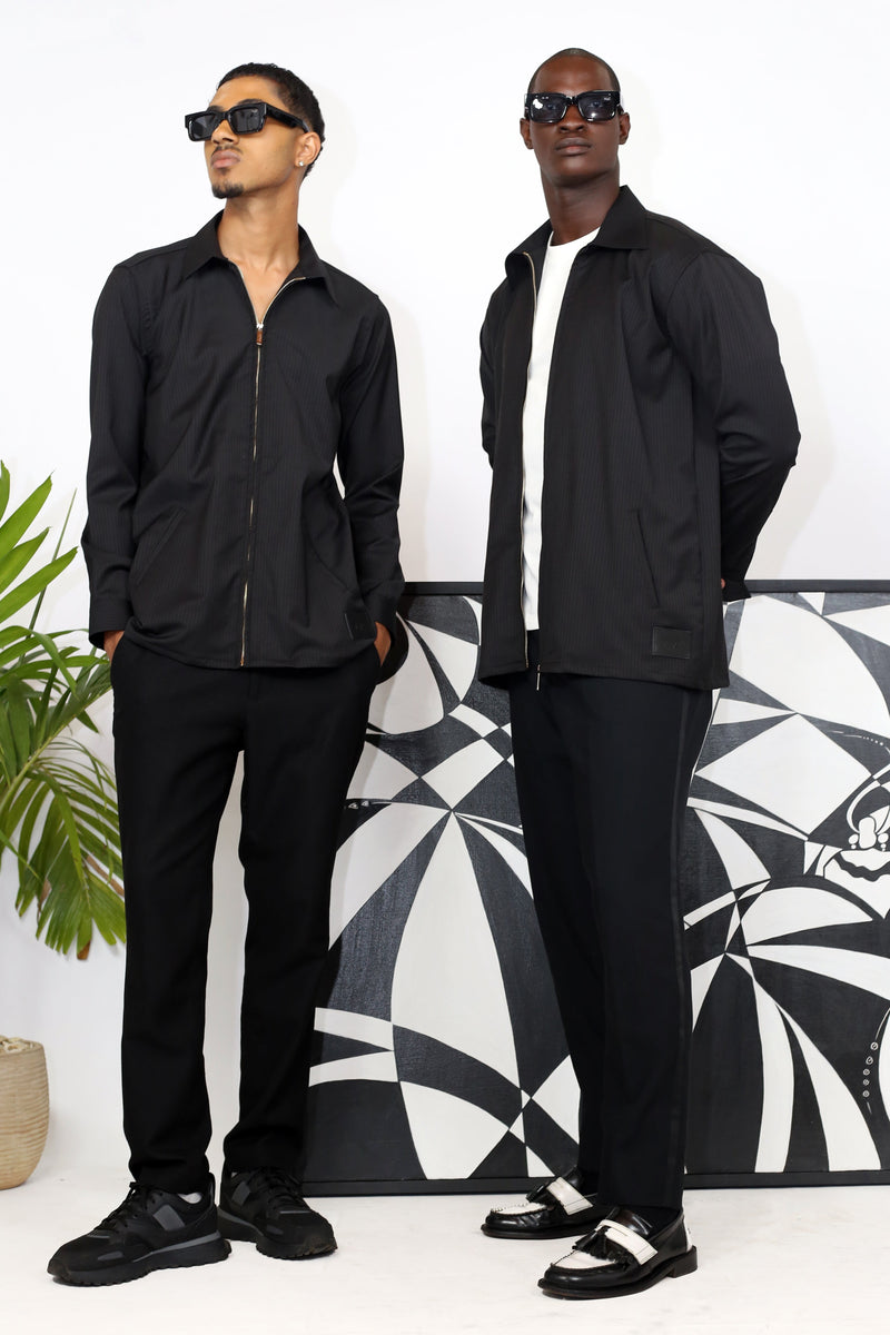 Surchemise Zip à Rayures Double Black