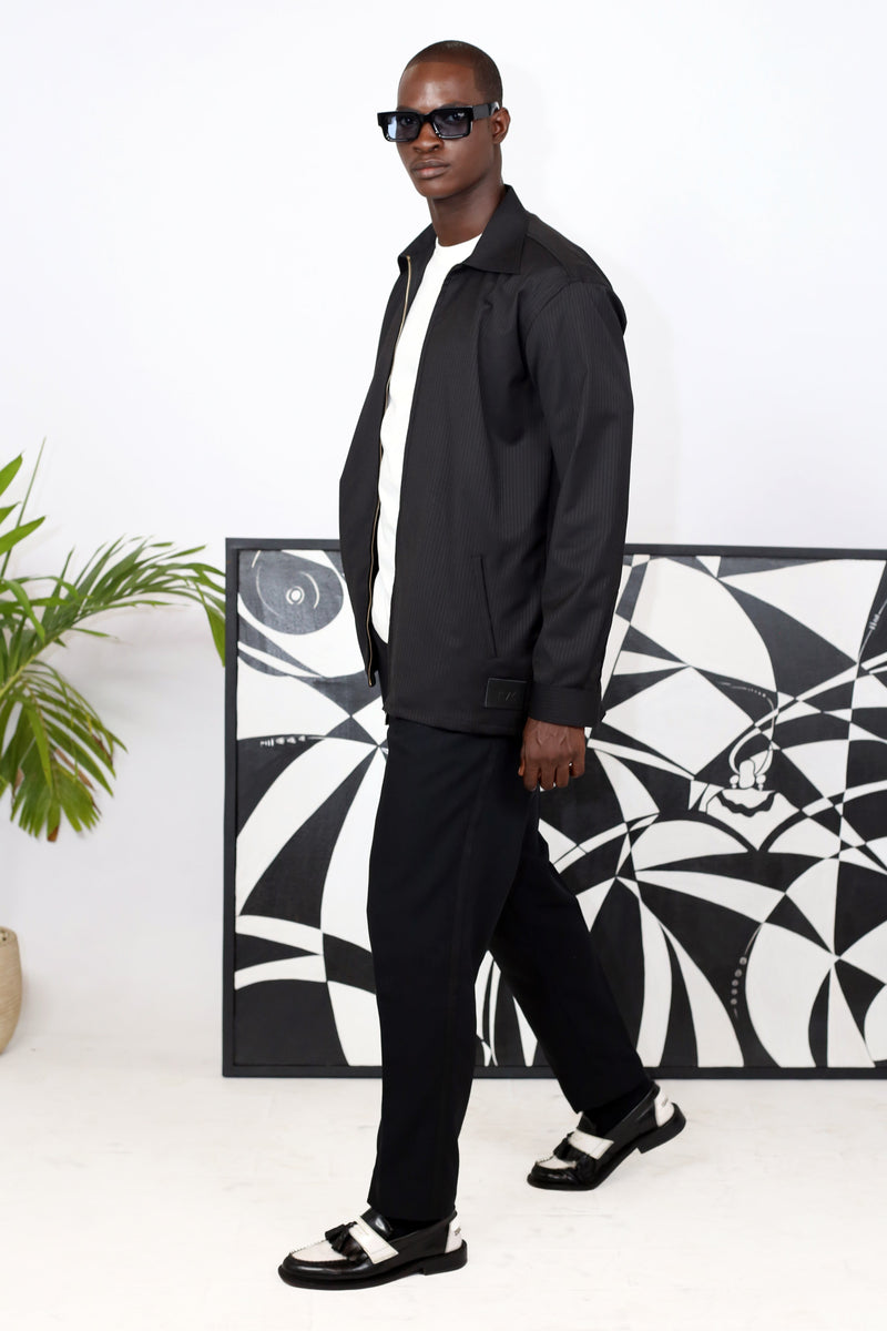 Surchemise Zip à Rayures Double Black