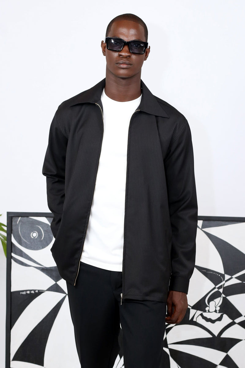 Surchemise Zip à Rayures Double Black