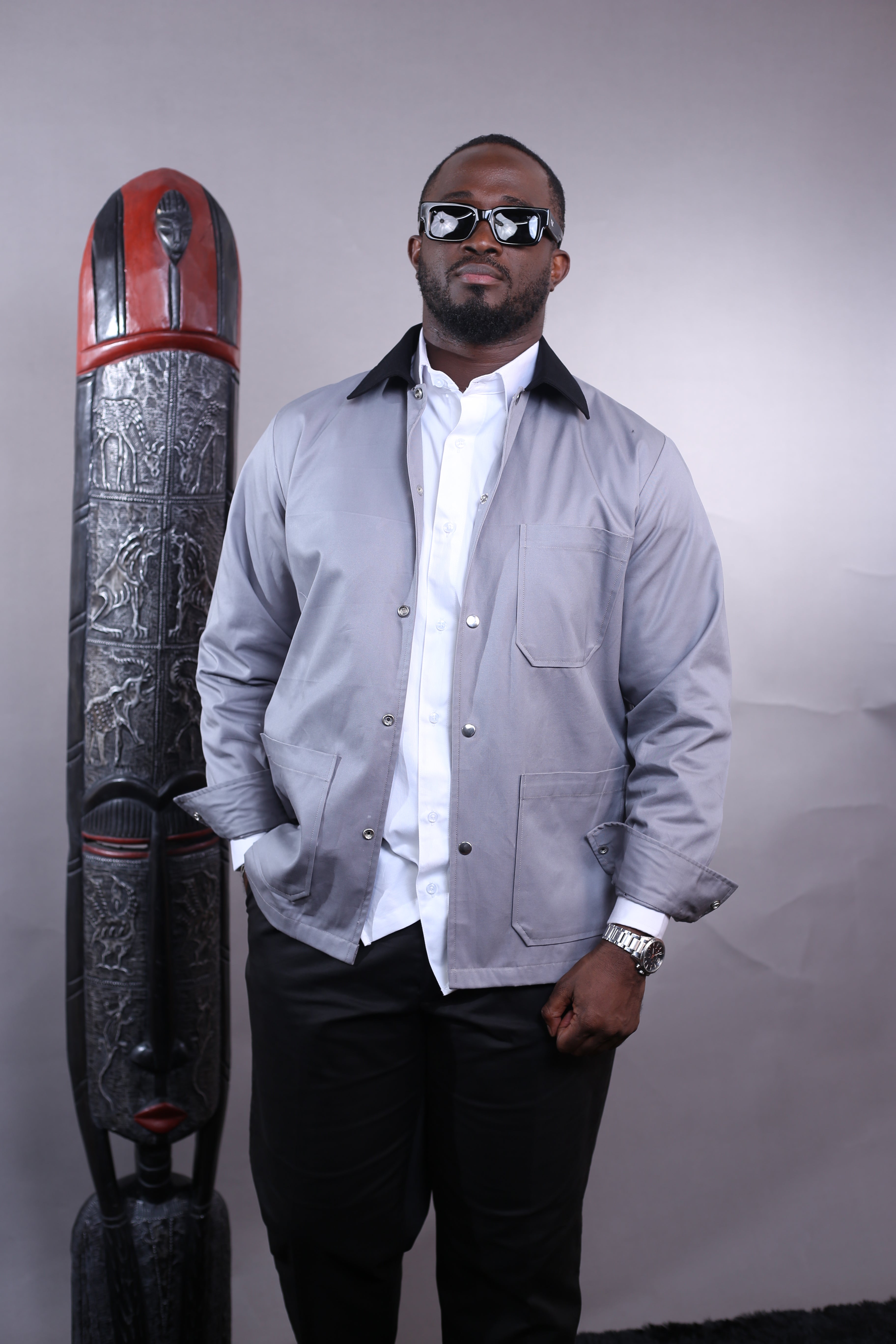 Surchemise Aviator Zip II gris/noir