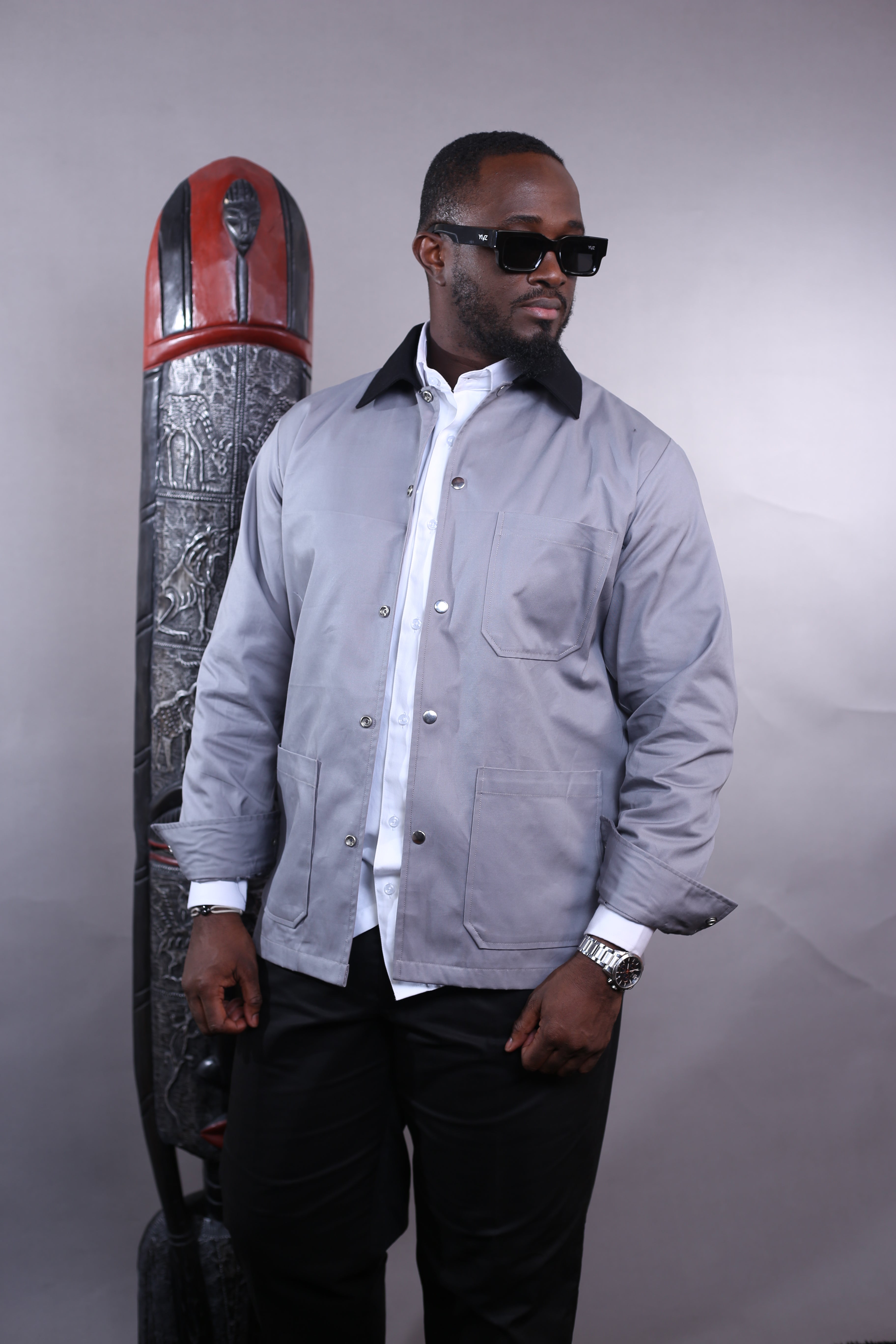 Surchemise Aviator Zip II gris/noir