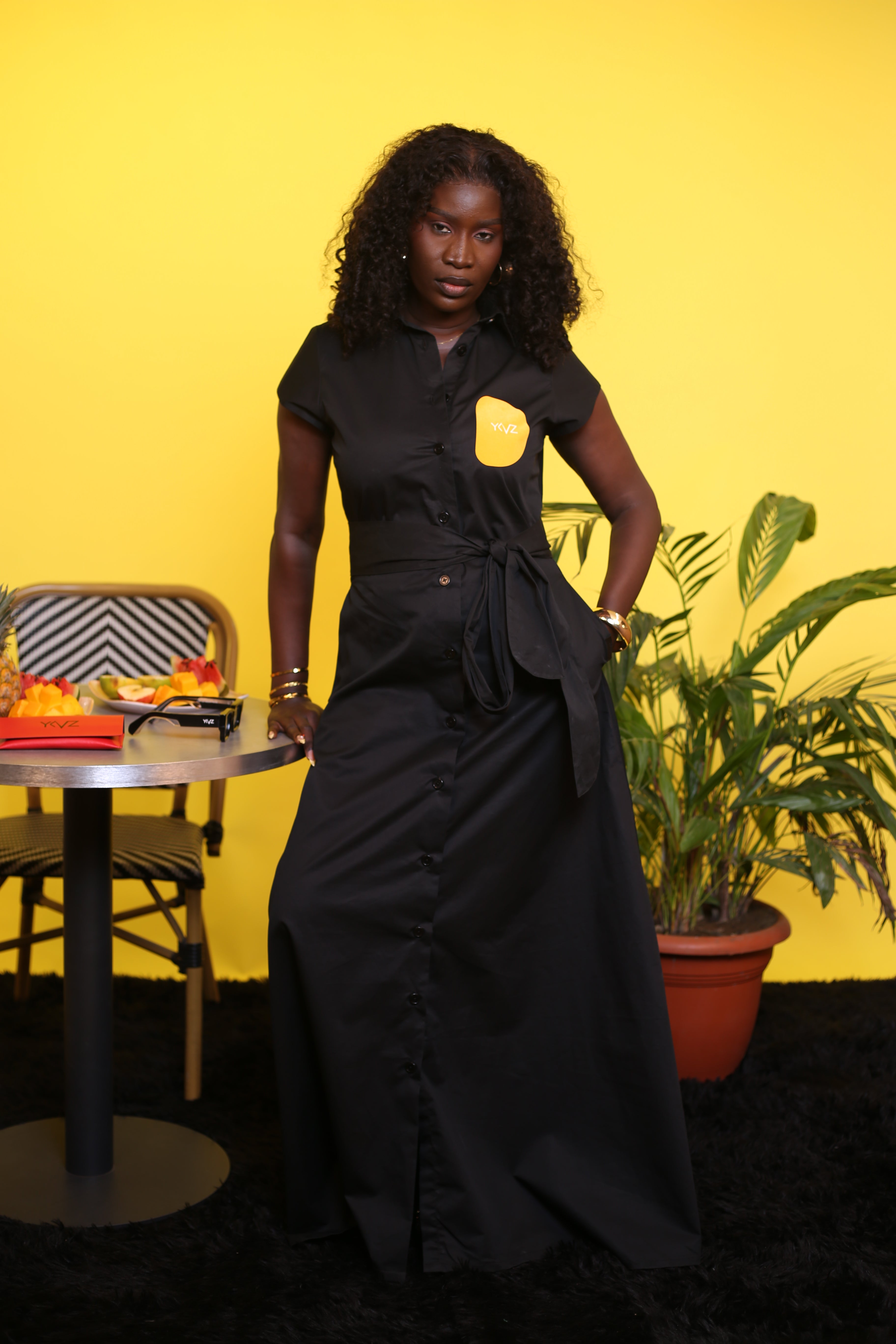 Robe Chemise SIENNA I – Noir | Signature D Jaune