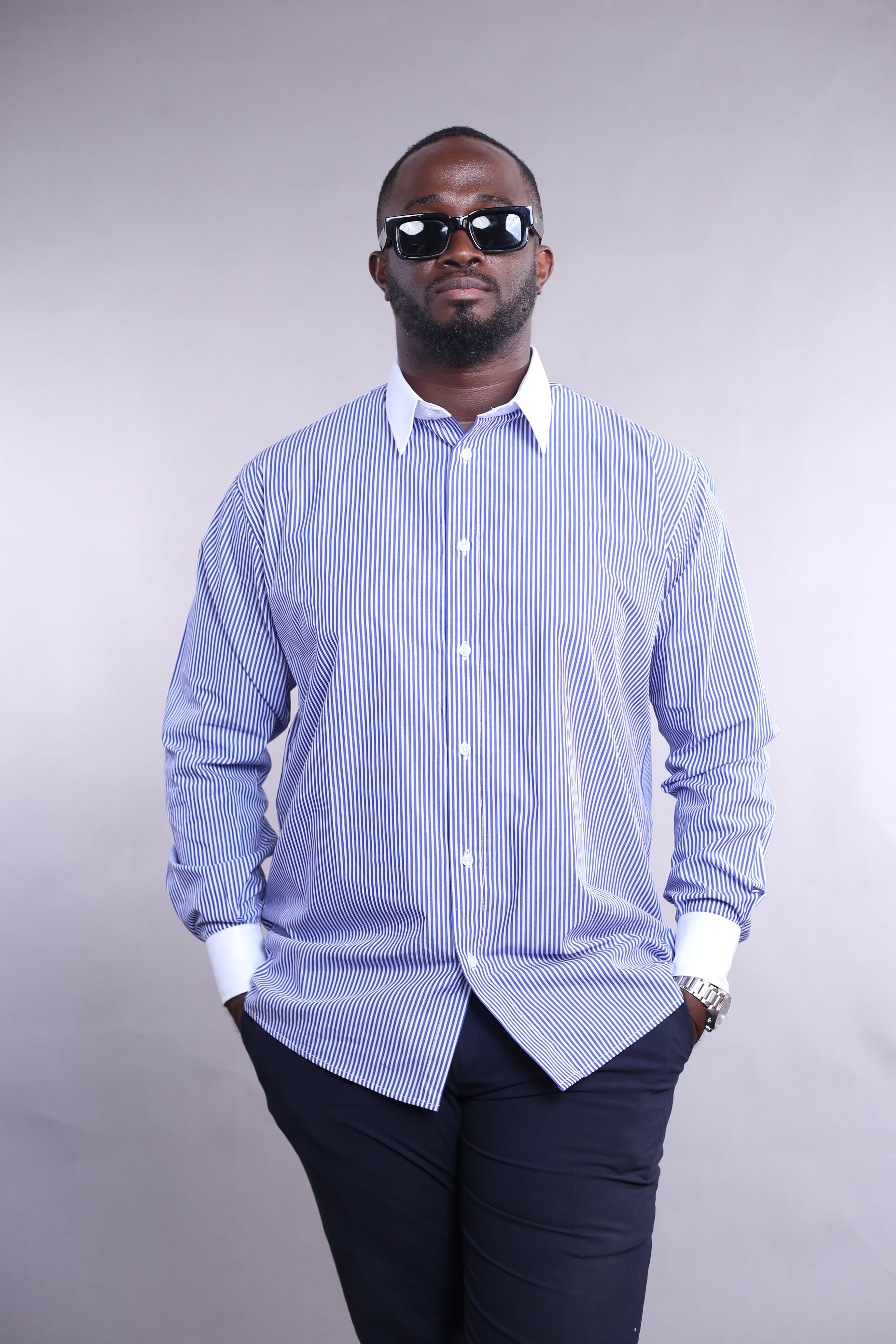 Chemise Wall Street rayée bleu Foncé/blanc